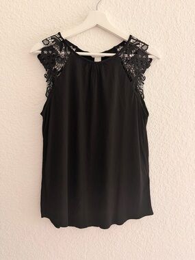 H&M Black Lace-Shoulder Sleeveless Camisole